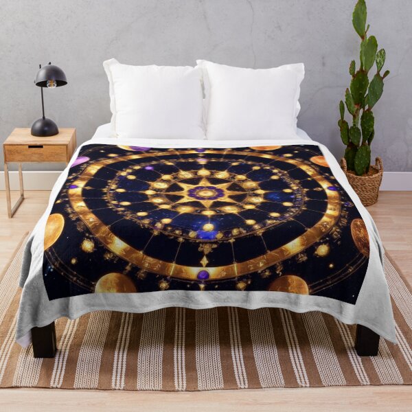 Item preview, Golden Astrological Wheel designed and sold by Bilikaru.