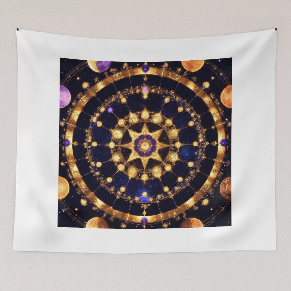 Item preview, Golden Astrological Wheel designed and sold by Bilikaru.