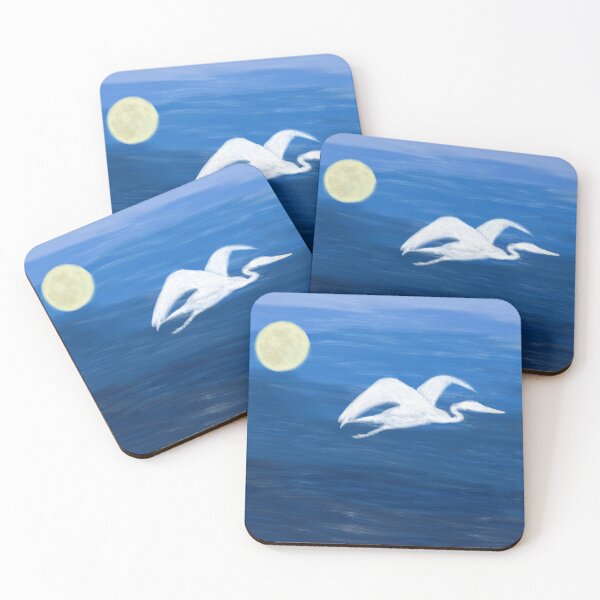Item preview, A white bird flying at tranquil night designed and sold by greenPQBstudio.