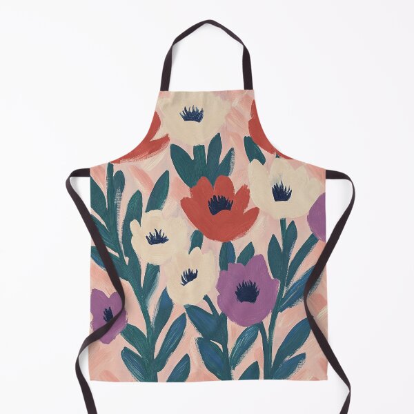 Item preview, Anemones and herringbone cottagecore pattern painting designed and sold by SUNED.