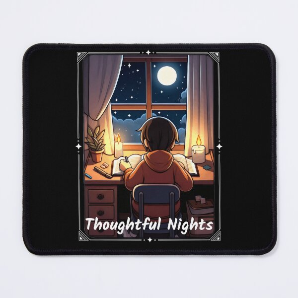Item preview, Thoughtful Nights - Cozy Moonlit Study Art designed and sold by Dantin.
