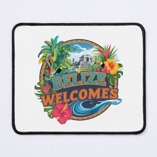 Item preview, Belize Welcomes Flag Map Belmopan, Great Blue Hole designed and sold by AnimalsDH305.