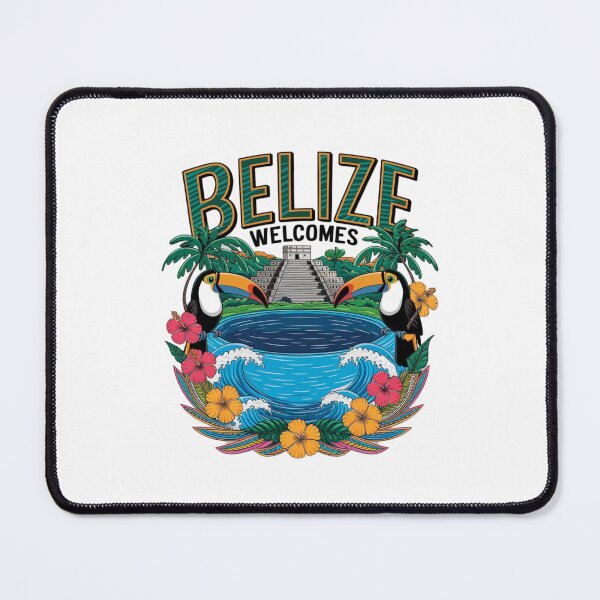 Item preview, Belize Welcomes Flag Map Belmopan, Great Blue Hole designed and sold by AnimalsDH305.
