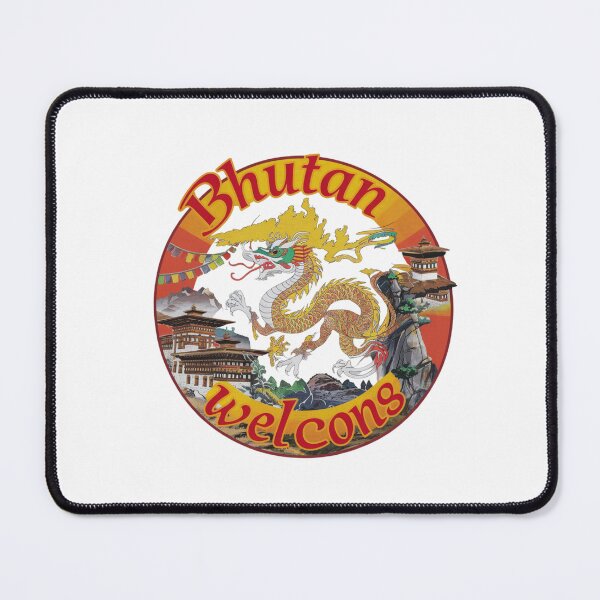 Item preview, Bhutan Welcomes Flag Map Thimphu, Paro, Tiger's Nest, designed and sold by AnimalsDH305.