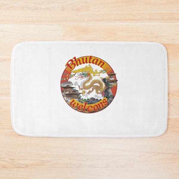 Item preview, Bhutan Welcomes Flag Map Thimphu, Paro, Tiger's Nest, designed and sold by AnimalsDH305.