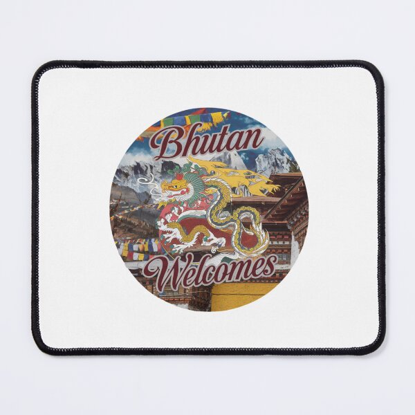 Item preview, Bhutan Welcomes Flag Map Thimphu, Paro, Tiger's Nest, designed and sold by AnimalsDH305.