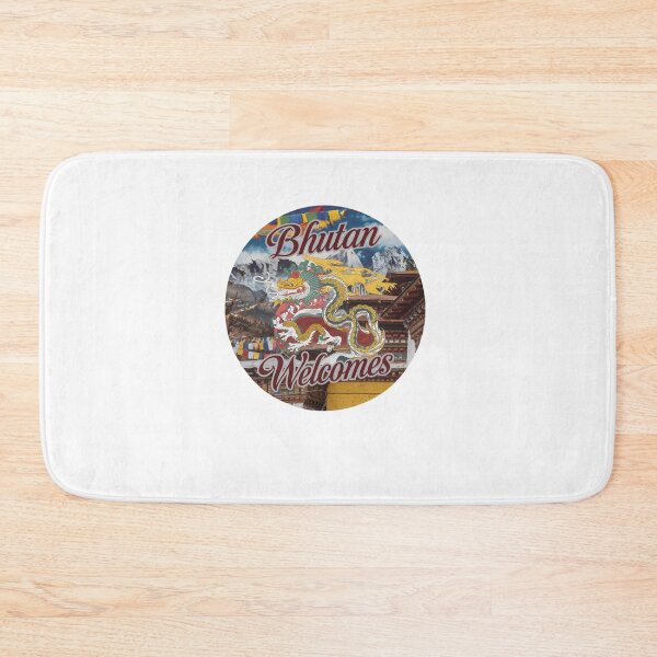 Item preview, Bhutan Welcomes Flag Map Thimphu, Paro, Tiger's Nest, designed and sold by AnimalsDH305.
