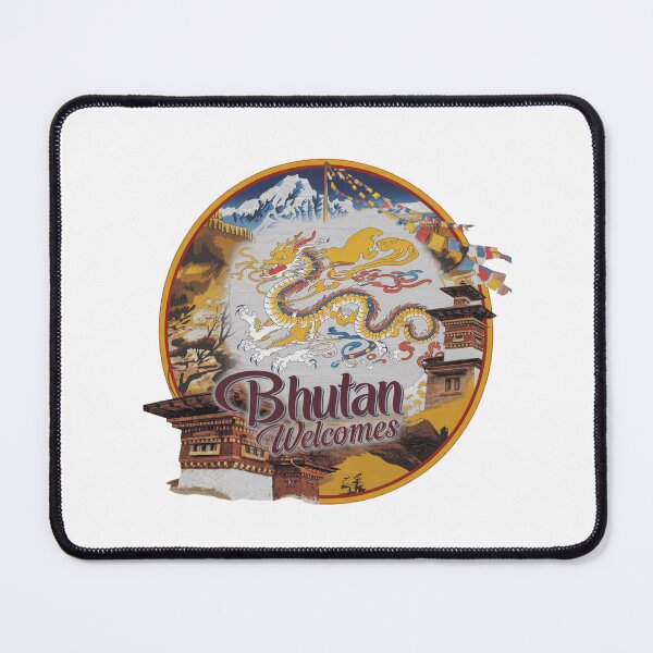 Item preview, Bhutan Welcomes Flag Map Thimphu, Paro, Tiger's Nest, designed and sold by AnimalsDH305.