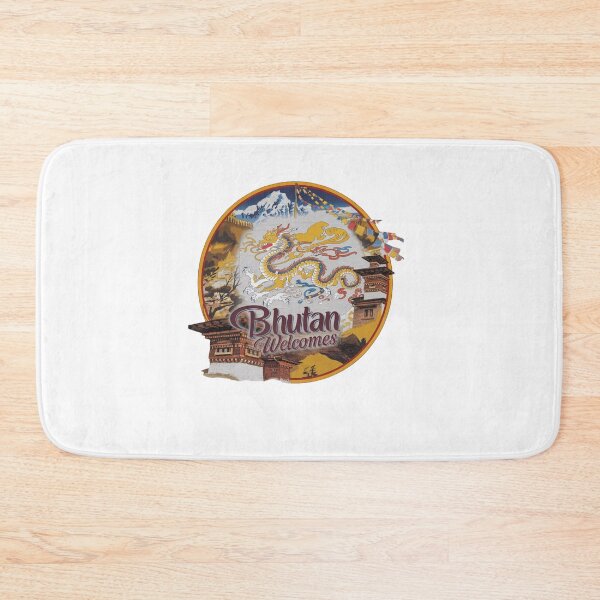 Item preview, Bhutan Welcomes Flag Map Thimphu, Paro, Tiger's Nest, designed and sold by AnimalsDH305.