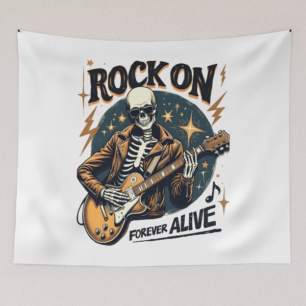 Item preview, Rock On Forever Alive Skeleton Playing Guitar Music Lovers Design designed and sold by GesparHouse.
