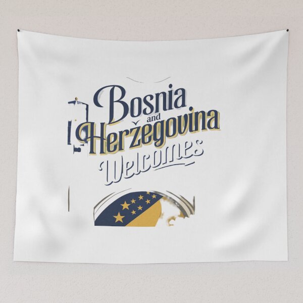 Item preview,  Bosnia and Herzegovina Welcomes Flag Map Sarajevo, Mostar,  designed and sold by AnimalsDH305.