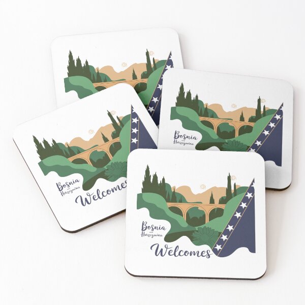 Item preview, Bosnia and Herzegovina Welcomes Flag Map Sarajevo, Mostar,  designed and sold by AnimalsDH305.