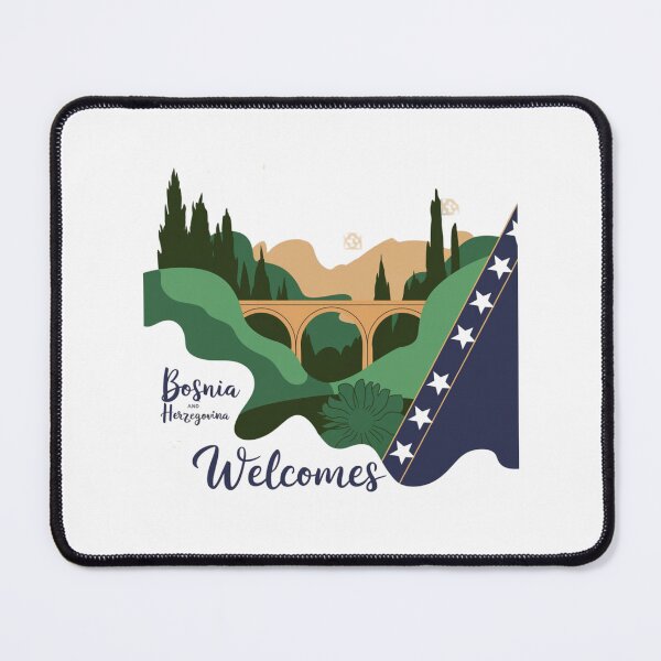 Item preview, Bosnia and Herzegovina Welcomes Flag Map Sarajevo, Mostar, designed and sold by AnimalsDH305.