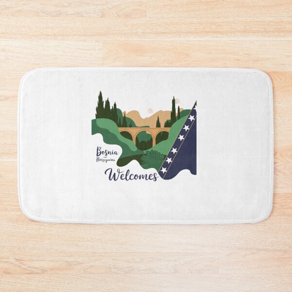 Item preview, Bosnia and Herzegovina Welcomes Flag Map Sarajevo, Mostar,  designed and sold by AnimalsDH305.