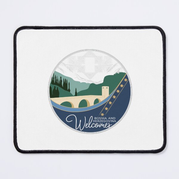 Item preview, Bosnia and Herzegovina Welcomes Flag Map Sarajevo, Mostar, designed and sold by AnimalsDH305.