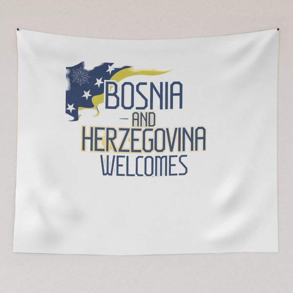 Item preview, Bosnia and Herzegovina Welcomes Flag Map Sarajevo, Mostar,  designed and sold by AnimalsDH305.