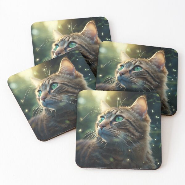 Item preview, Cat and Fireflies designed and sold by Rtymer.