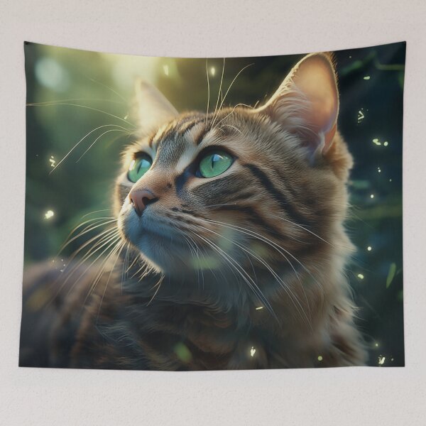 Item preview, Cat and Fireflies designed and sold by Rtymer.