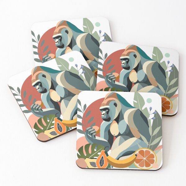 Item preview, Proud gorilla with banana in tropical environment designed and sold by Kisho.