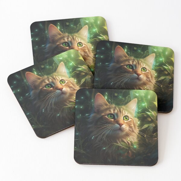 Item preview, Cat and Fireflies designed and sold by Rtymer.