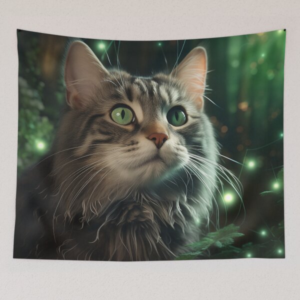 Item preview, Cat and Fireflies designed and sold by Rtymer.