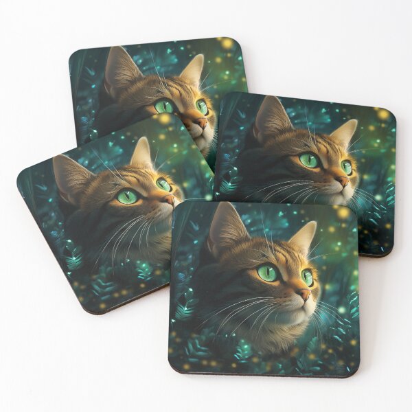 Item preview, Cat and Fireflies designed and sold by Rtymer.