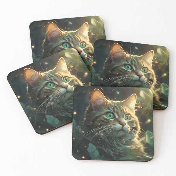 Item preview, Cat and Fireflies designed and sold by Rtymer.
