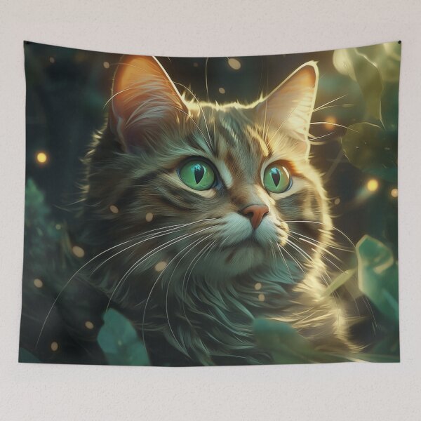 Item preview, Cat and Fireflies designed and sold by Rtymer.