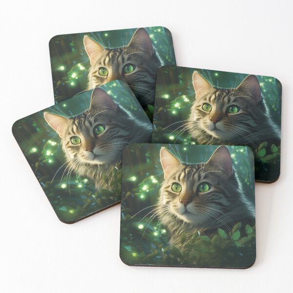 Item preview, Cat and Fireflies designed and sold by Rtymer.
