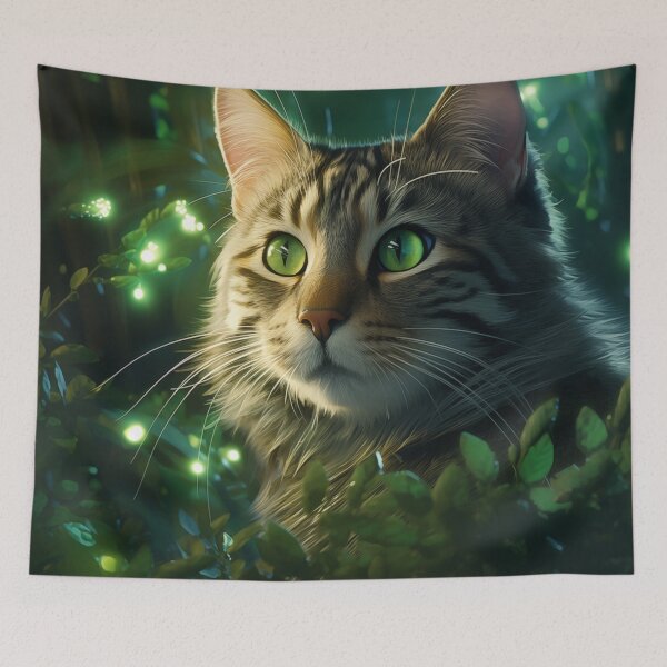 Item preview, Cat and Fireflies designed and sold by Rtymer.