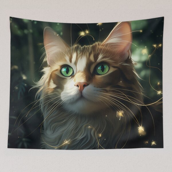 Item preview, Cat and Fireflies designed and sold by Rtymer.
