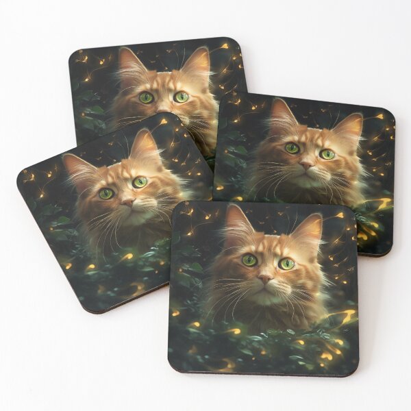 Item preview, Cat and Fireflies designed and sold by Rtymer.