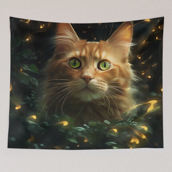 Item preview, Cat and Fireflies designed and sold by Rtymer.