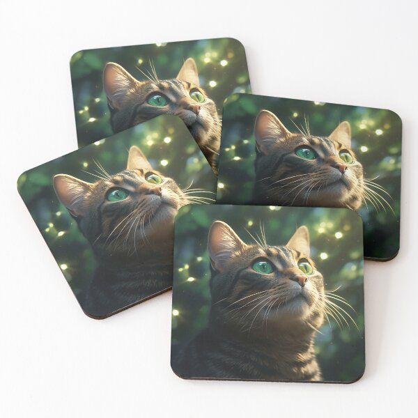 Item preview, Cat and Fireflies designed and sold by Rtymer.