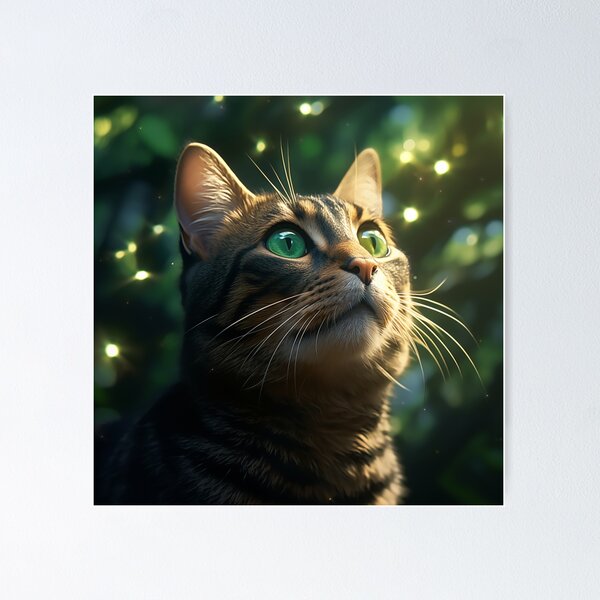 Item preview, Cat and Fireflies designed and sold by Rtymer.