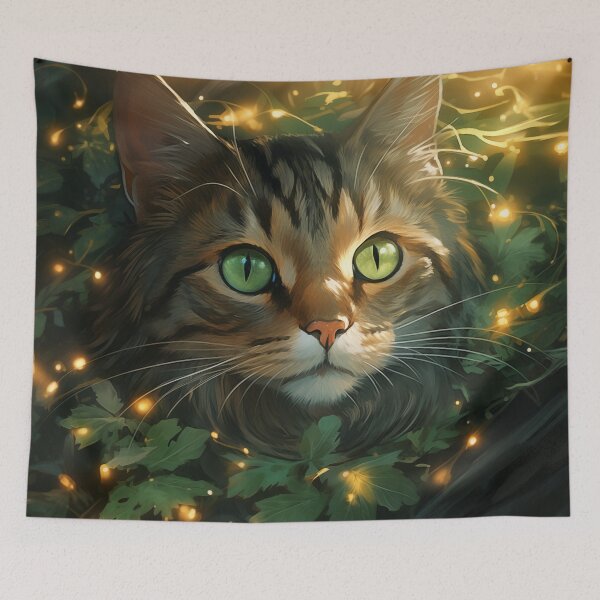 Item preview, Cat and Fireflies designed and sold by Rtymer.