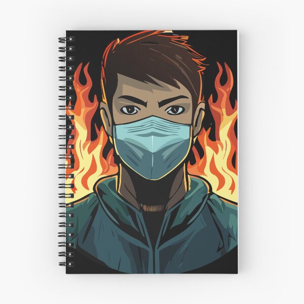 Item preview, man with masks and flames in the background designed and sold by ericrautenbach.
