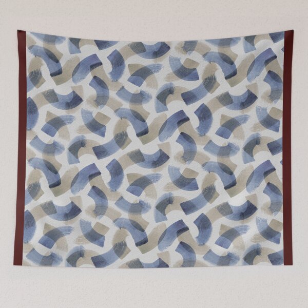 Item preview, Copy of Handmade semi circles brush strokes blue brown designed and sold by Alessandro Remo Mazzoni Remotextiles.