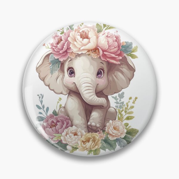 Artikelvorschau, süß ein kleiner Elefant mit Blumen entworfen und verkauft von MariaTsy.