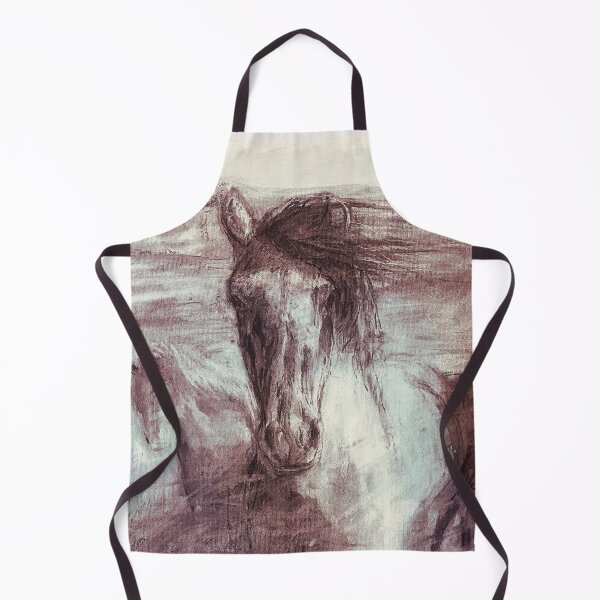 Item preview, Ponies roaming freely landscape charcoal drawing print designed and sold by ericavisserart.