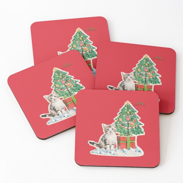 Item preview, Christmas cat under the Christmas tree designed and sold by Rainbow Paws Garden.