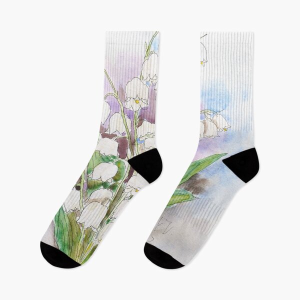 Item preview, white lily in the valley ink and watercolour  designed and sold by ColorandColor.