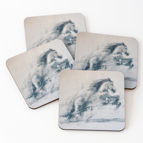 Item preview, Expressive charcoal drawing of a ¨free¨ horse horse jumping designed and sold by ericavisserart.