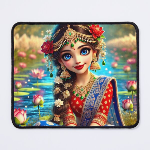 Item preview, Shrimati Radha Rani sitting on the banks of river Yamuna in Vrindavan designed and sold by VrindaArts.