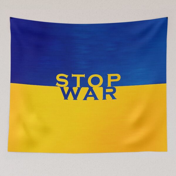Item preview, Stop War Ukraine Flag Peace Print designed and sold by cabana.space.