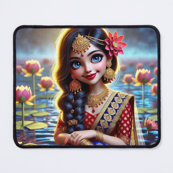 Item preview, Shrimati Radha Rani sitting on the banks of river Yamuna in Vrindavan designed and sold by VrindaArts.