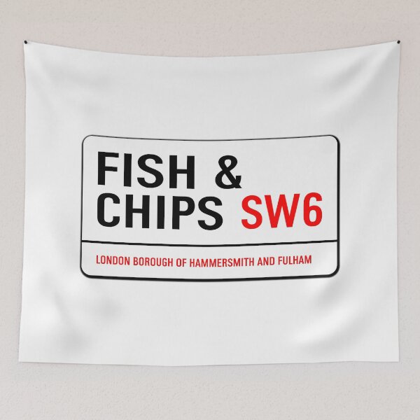 Item preview, Classic London Fish & Chips Road Sign V1a designed and sold by RetrospectUK.