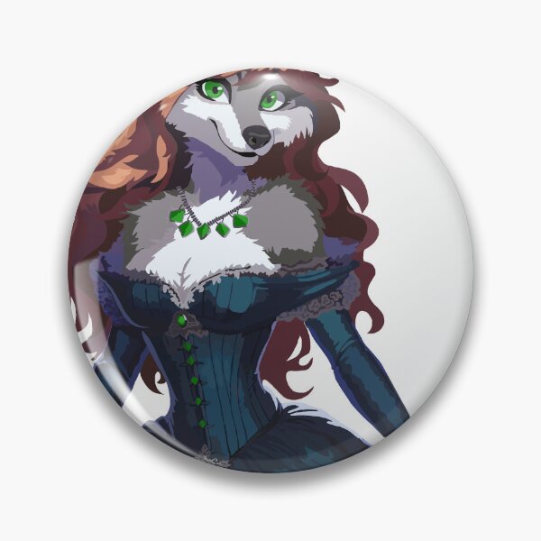Item preview, Wolf Woman in Elegant Blue Dress with Green Jewls designed and sold by KlakkDrawsStuff.