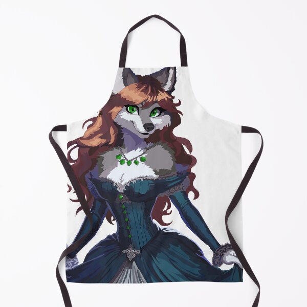 Item preview, Wolf Woman in Elegant Blue Dress with Green Jewls designed and sold by KlakkDrawsStuff.
