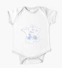 Map of France, bicycle, pigeons. One Piece - Short Sleeve